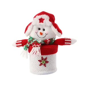 Scatola di frutta di Babbo Natale per figurine Decorative in peluche con alce di mele in maglia atmosfera natalizia creativa