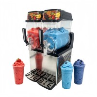 Machine à slush commerciale 220V à double réservoir 12L*2 en acier inoxydable, pour boissons glacées et smoothies, 1000W, pour restaurant et bar