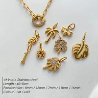 Collier à chaîne en acier inoxydable avec pendentif interchangeable DIY motif plante tropicale EManco Fashion pour femme, livraison directe