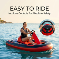 Oferta Especial: Go Kart Acuático Eléctrico Inflable con Volante, Tabla de Surf a Chorro Estable, Casco de PVC Rojo y Negro, Scooter Acuático