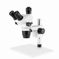 Professional Trinocular Manual Focus Switching Continuous Zoom LED Light Industrial Microscope Biological Specimen 500X