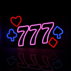 Panneau néon LED rose 777 Casino, décoration murale pour salle de poker, fête d'anniversaire, alimenté par USB, forme rectangulaire - Product Image 3