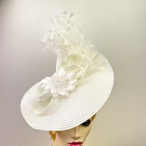 Elegant Ladies Fashion <strong>white</strong> big feather Kentucky Derby <strong>Fascinators</strong> hats Wedding Tea Party Church Hat <strong>Headband</strong> Outdoor - Product Image 3