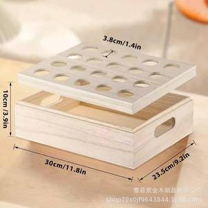 Wooden Double Layer Storage Tray Rectangle 2 Tier Fruit <b>Vegetable</b> Egg Holder Kitchen Display Rack - Product Image 3