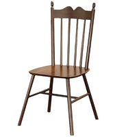 Chaises de salle à manger et ensemble de salle à manger vintage américains en bois massif de style Windsor du milieu du siècle, antiques pour petits appartements (1 table 4 chaises)