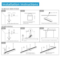 Éclairage suspendu linéaire LED moderne d'intérieur 1.2m 2.4m Rectangle noir et blanc suspendu forme longue Design contemporain