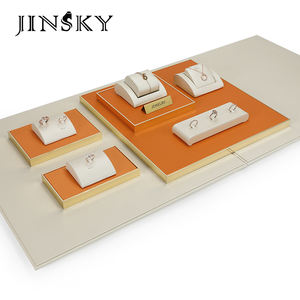 Ensemble de présentoirs à bijoux en cuir PU personnalisé Jinsky, présentoirs à bijoux, boucles d'oreilles, collier, bague, bracelet pour comptoir - Product Image 2