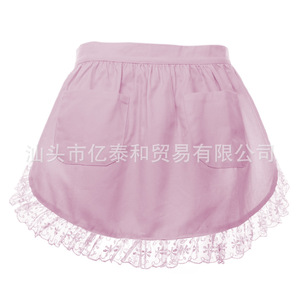 <b>White</b> Apron With <b>Lace</b> Trim Adjustable Waist Midi Skirt European Style Maid Outfit For Women - Product Image 5