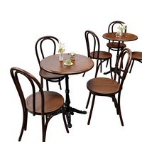 Ensemble table et chaises ovales en bois massif de style américain rétro pour café, bar, salons de thé, restaurants occidentaux, usage commercial, 2 personnes