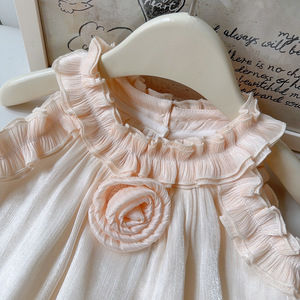 Vestido Versátil Estilo Coreano para Niñas, Nuevo Vestido de Verano a la Moda con Perlas y <span class=keywords><strong>Gasa</strong></span>, Cuello Halter con Rosas, Vestido de Princesa - Product Image 4
