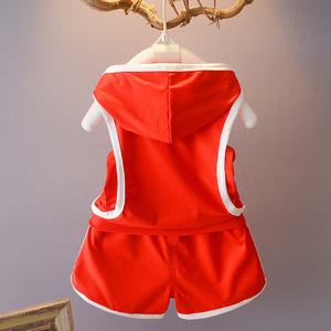 Produits très demandés : Ensemble de sport d'été à capuche, sans manches, motif lettres, rouge, noir et blanc, style boutique - Product Image 2