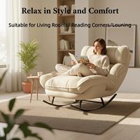 Fauteuil à bascule avec cadre en acier, dossier réglable, coussin ergonomique, fauteuil de salon moderne décoratif