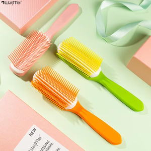 Cepillo Desenredante Profesional Wanmei de Marca Privada, Cepillo <span class=keywords><strong>Denman</strong></span> de Plástico y Nailon Antiestático de 9 Filas para Cabello <span class=keywords><strong>Rizado</strong></span> - Product Image 1