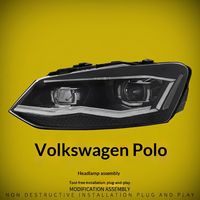 Phares avant en matériau PC Les Vision pour Polo 2011-2018 ; Phares projecteurs LED modifiés avec clignotants