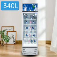 Réfrigérateur commercial vertical pour boissons, vitrine réfrigérée à porte simple, avec refroidissement par air et compresseur