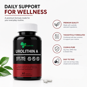 Capsules d'Urolithine A à étiquette privée personnalisée, 60 capsules, antioxydant, anti-âge, Urolithine A pour adultes, complément liposomal d'Urolithine - Product Image 2