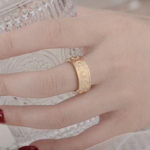 Trendy 8mm Gold Plated Moon Star Sun Black Oil Boho Jewelry Stainless Steel <b>Statement</b> <b>Ring</b> - Product Image 5