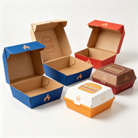 Boîte à hamburger en papier blanc biodégradable et écologique, résistante à la graisse et à l'huile, avec logo personnalisé, pour collations