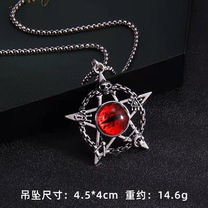 Collier Hip Hop rétro avec pendentif œil turc bleu pentacle, œil <span class=keywords><strong>du</strong></span> <span class=keywords><strong>diable</strong></span>, crâne magique punk, pop - Product Image 4