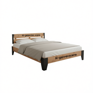 Base de Cama Matrimonial de Madera Maciza de Acacia, Diseño Rústico y Duradero, Muebles para Dormitorio - Product Image 1