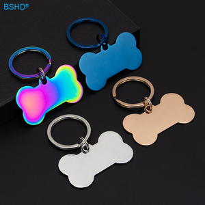 Stock de fábrica Etiqueta de perro colgante etiqueta de identificación de mascota al por mayor Metal Acero inoxidable S/M/L hueso gato perro nombre etiqueta de identificación con anillo de 25mm - Product Image 1