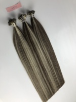 YOUMI Extensions de cheveux humains vierges russes Remy, cuticules alignées, pointes plates, kératine, 18 pouces, couleur méchée pour salon