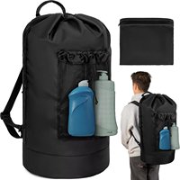 Sac à dos pour linge KUYUE, sac à dos pour linge avec bretelles et poche en filet, sac à linge en nylon durable.