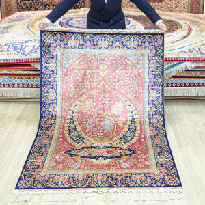Alfombra Persa Roja de Seda Natural de 116x168cm, Estilo Qum, Dubai, Turco, Careers <span class=keywords><strong>London</strong></span> - Product Image 1