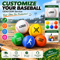 Ballon de baseball en mousse PU en gros, souple et très élastique, pour entraînement et pratique, 70mm 23g, logo personnalisé, couleur, emballage, usine OEM ODM