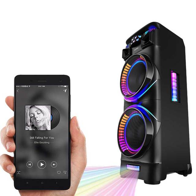 New 2025 Powerful Battery Party Speaker Dual 10 Inches Speaker DJ Party Preferred Speaker with LED Blue Tooth USB