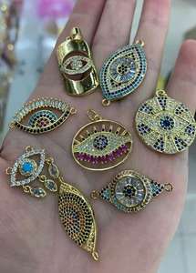 <span class=keywords><strong>Filigree</strong></span> Hamsa jimat tangan berlapis emas mikro <span class=keywords><strong>Pave</strong></span> Zircon Openwork jimat pelindung liontin untuk Kalung membuat perhiasan religius - Product Image 2