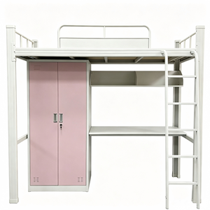 <span class=keywords><strong>Lit</strong></span> superposé en métal avec bureau et armoire, idéal pour dortoirs étudiants et appartements, <span class=keywords><strong>lit</strong></span> de personnel avec table d'étude pour dortoir - Product Image 6