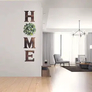 Mộc Mạc Treo Tường Gỗ Home Sign Với Nhân Tạo Bạch Đàn Vòng Hoa Bằng Gỗ Nhà Letters Trang Trí