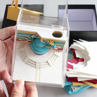 Bureau créatif, voyage, cadeaux souvenirs 3D, mémo d'art, bloc-notes carré en papier, bloc cube avec boîte transparente