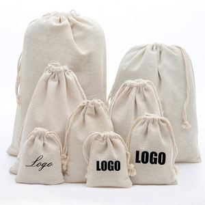 Recycle Linen <b>Drawstring</b> Bags Fabric Storage Muslin Bag Cotton <b>Drawstring</b> <b>Pouch</b> with Custom Logo - Product Image 1