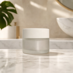 Tarro Cosmético de Vidrio Esmerilado de Lujo al por Mayor, 30g 50g, Tarro Mate para Crema para el Cuidado de la Piel con Tapa Blanca de Rosca - Product Image 1