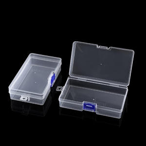 Caja de almacenamiento de plástico transparente, 14,6x8,6x3,5 cm, con cierre azul, para herramientas de pesca y piezas pequeñas, organizador de escritorio, Unisex - Product Image 3