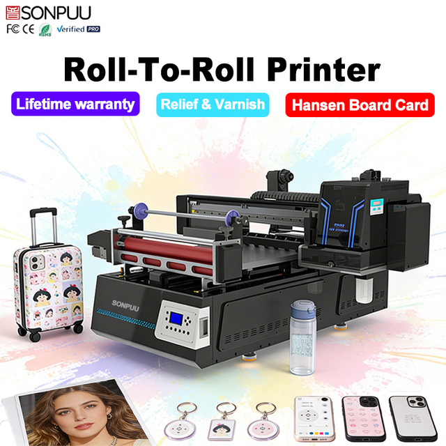 6090 UV Inkjet Printer Factory Large Size A1 UV Flatbed Printer with DX7 Print Head LED UV Curing 2400 DPI Roll-to-Roll Printing