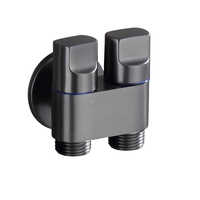Grifo Moderno de Cobre y Latón con Válvula de Cierre Automático, Salida Doble Universal para Cocina, Exterior, Hotel, 1 Entrada y 2 Salidas Anguladas