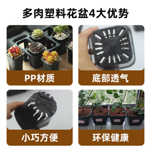 Macetas de Plástico Cuadradas Pequeñas Negras para Flores, Plantas Verdes, Uso en Jardín, Estilo Moderno - Product Image 4
