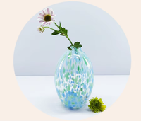 Vase centre de table en verre Art Déco, grand format, fait main, écologique, en forme de grenade, pour présentation sur table
