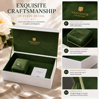 Ensemble d'emballage de bijoux de luxe, boîte cadeau en velours microfibre vert, bord doré, logo personnalisé, boîte cadeau de bijoux haut de gamme