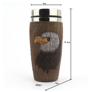 Nueva Taza de Viaje Aislada al Vacío de Acero Inoxidable con Cabeza de Águila, Regalo Empresarial Portátil para Uso en la Oficina - Product Image 4