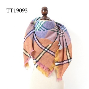 Vendita calda muti colori stock grande piazza di inverno del capo oversize tartan acrilico <span class=keywords><strong>plaid</strong></span> coperta sciarpe - Product Image 5