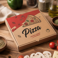 Caja de Pizza para Entrega, Resistente a Aplastamientos, con Paredes Laterales Antigrasa, de Cartón, para Pizza Caliente, Suministro OEM ODM para Pedidos de Plataformas de Entrega