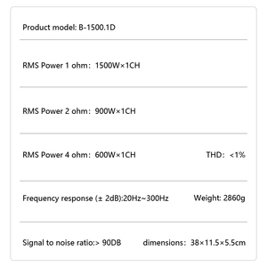 1500W RMS High Power Class D Mono <strong>Car</strong> <strong>Amplifier</strong> Mini 1 Channel Subwoofer Power Amp for <strong>Car</strong> Audio System - Product Image 3