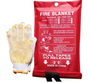 2 paket 47 ''x 47'' eldiven ile yangın geciktirici fiberglas battaniye ev mutfak ofis depo yangın söndürme ekipmanları ve aksesuar