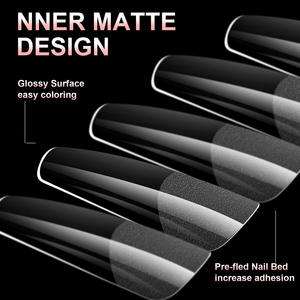 100pcs amande cercueil Transparent acrylique <span class=keywords><strong>faux</strong></span> ongles français Double usage presse sur acrylique ongles doux <span class=keywords><strong>Gel</strong></span> ongles conseils - Product Image 4