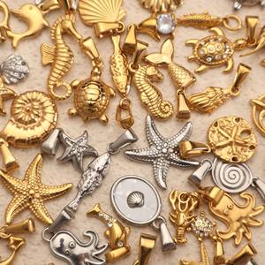 Dijes de Joyería Permanente a Prueba de Agua con Encanto Oceánico de Estrella de Mar, Concha, Pez, Tortuga y Sol, Colgante de Acero Inoxidable para Collar y Accesorios de Bricolaje - Product Image 4