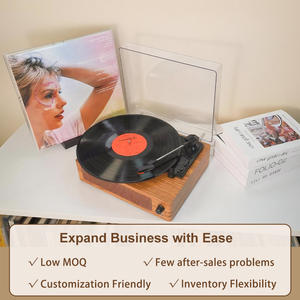 En stock, lecteur de disques vinyles portable vintage en bois avec haut-parleur intégré, type-C BT5.0+, lecteur de disques vinyles Hi-Fi LP pour les cadeaux de festival de Noël - Product Image 6